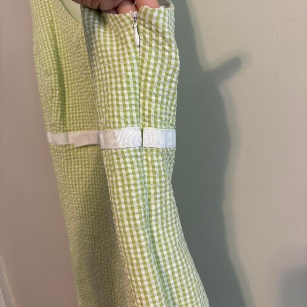 60's 70's Vintage Retro Halter Cottagecore Green Plaid Midi Boho Dress - Small - Picture 7 of 9